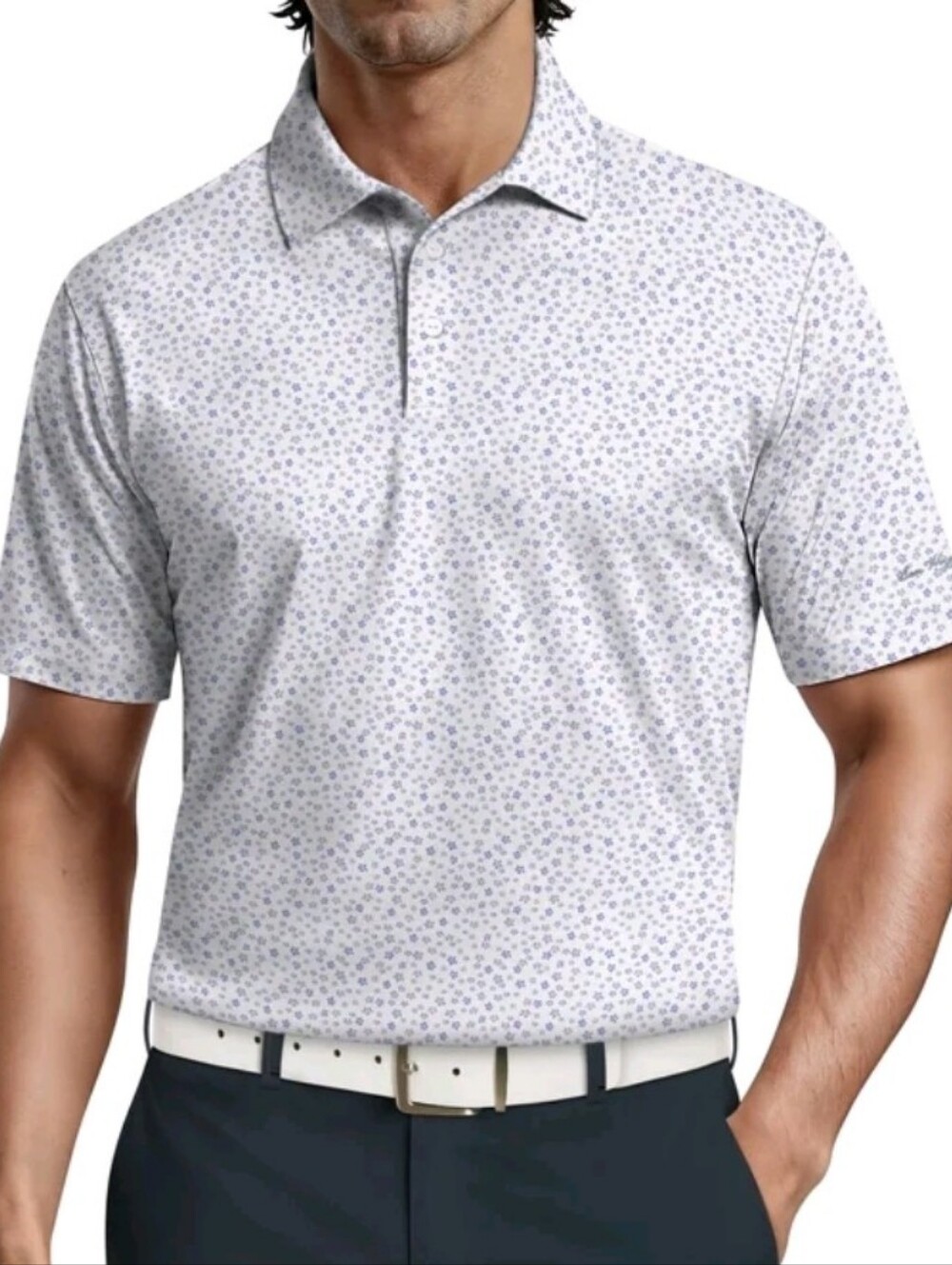 Ben Hogan Men's & Big Men's Performance Confetti Floral Short Sleeve Polo Shirt,